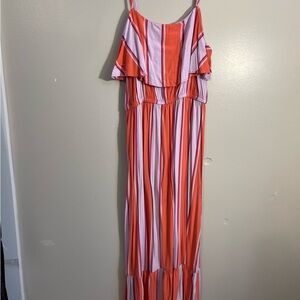 Old Navy Orange and Lilac Striped Maxi Dress
